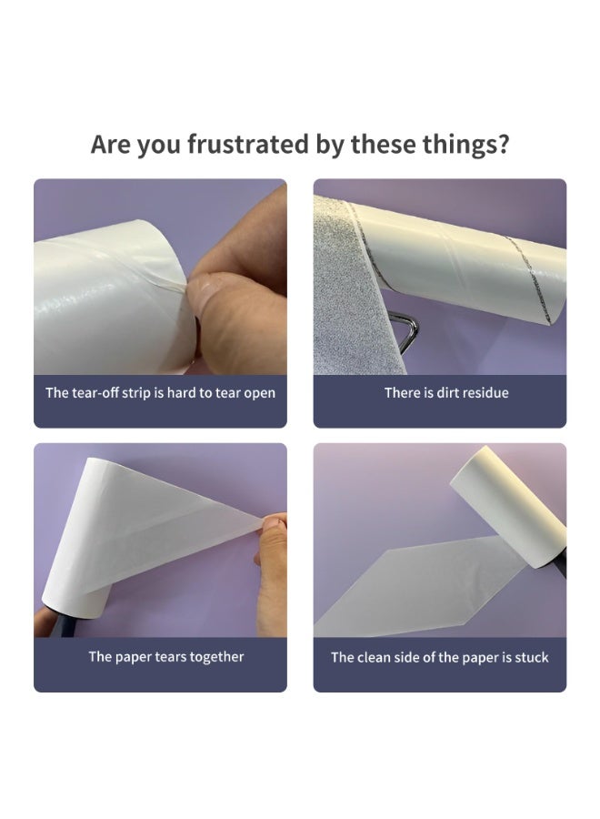 Floor Lint Roller with 2 Refills | 9.45" Extra Wide & Ultra Sticky | Long Handle Pet Hair Remover for Carpet, Couch, Bed & Hard Floors | Large-Surface Lint Remover Tool(White Replacement core 2 volumes) - Image 2