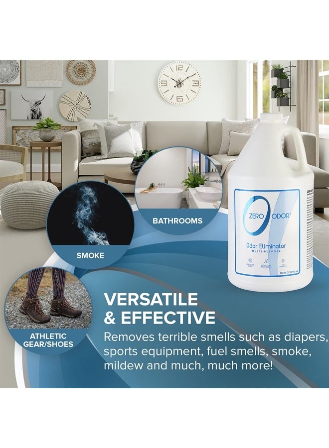 Zero Odor – Multi-Purpose Odor Eliminator - Eliminate Air & Surface Odor – Patented Technology Best for Bathroom, Kitchen, Fabrics, Closet- Smell Great Again, 128oz Refill - Image 2