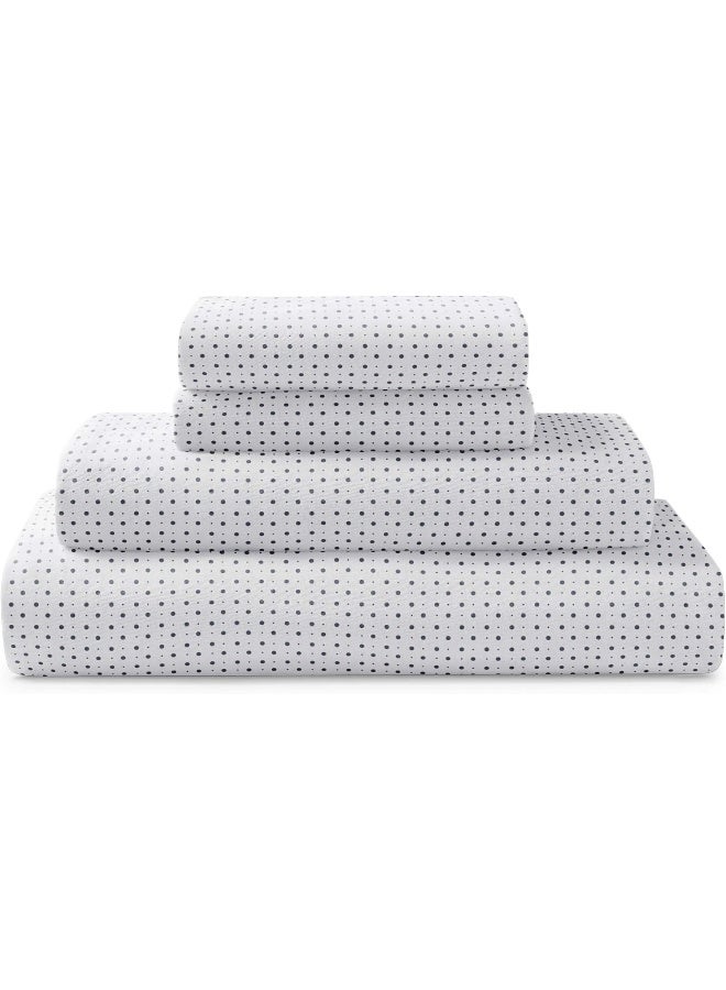 Brielle Cotton Jersey Knit (T-Shirt) Sheet Set, California King, Polka Dot Navy  - Image 1