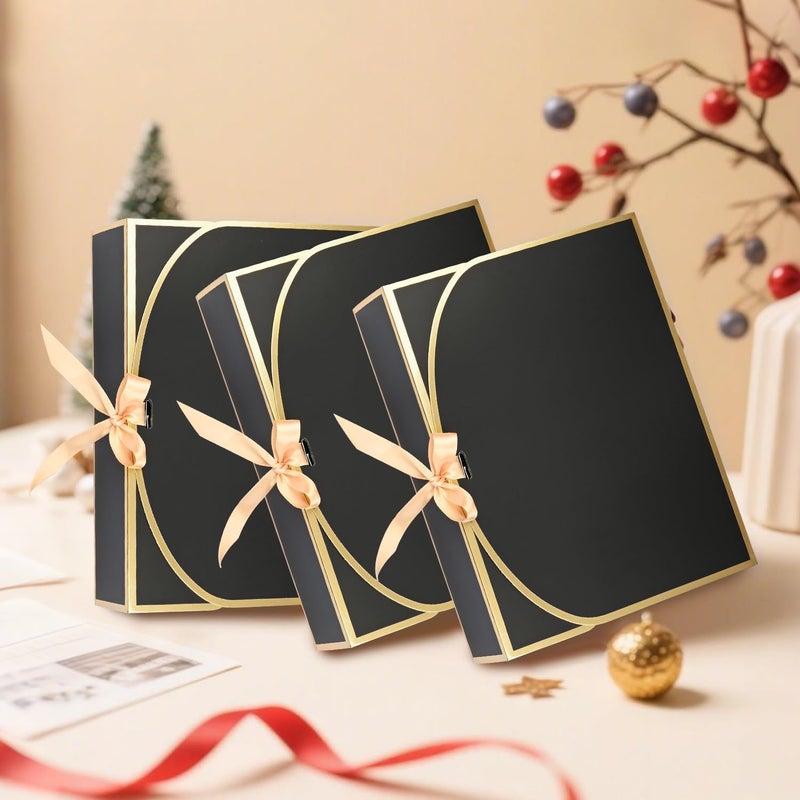 WLUSEAXI 10 Pack Large Gift Boxes with Lids, 12.6x9.8x3.1 Inch Bridesmaid Proposal Box, Black Gift Boxes for Presents, Wedding, Graduation, Birthday Party - Image 4