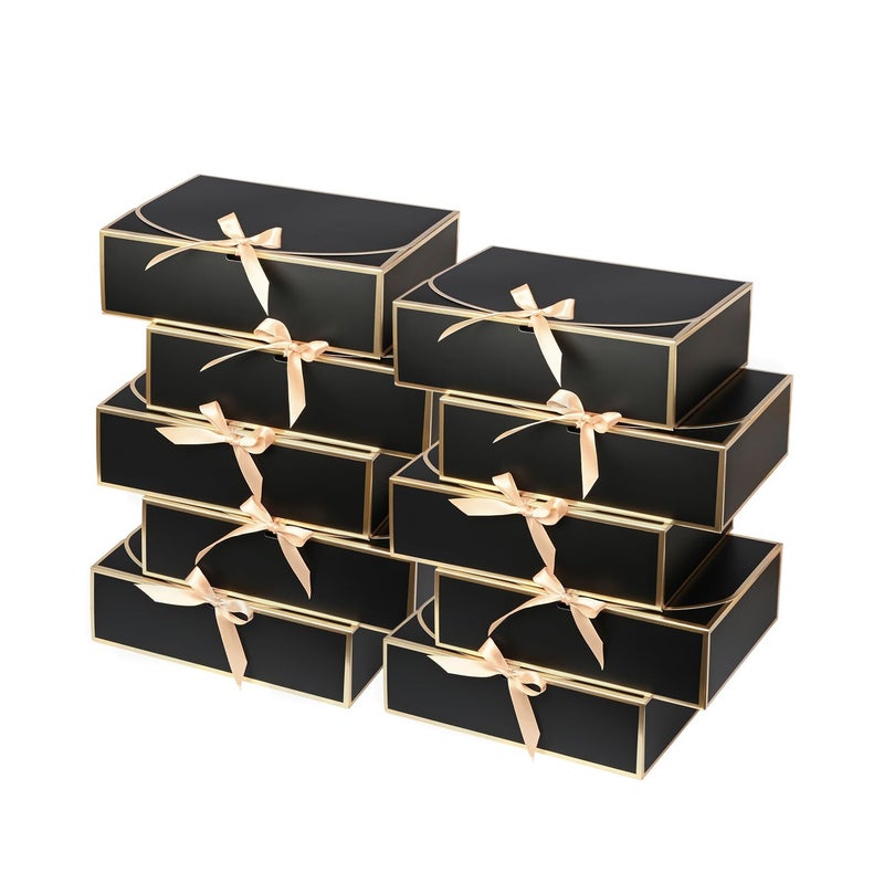 WLUSEAXI 10 Pack Large Gift Boxes with Lids, 12.6x9.8x3.1 Inch Bridesmaid Proposal Box, Black Gift Boxes for Presents, Wedding, Graduation, Birthday Party - Image 1