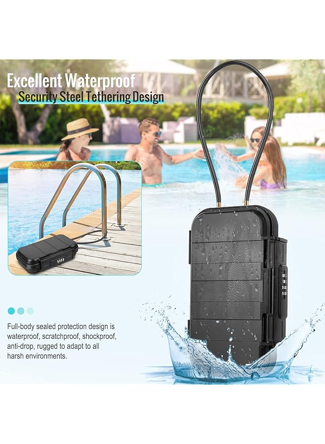 إيروريكس صندوق أمان محمول مزود بمجموعة رموز أمان وصندوق قفل مقاوم للماء مع حبل سلكي قابل للإزالة وصندوق أمان آمن للسيارة والمنزل والسفر - Image 4