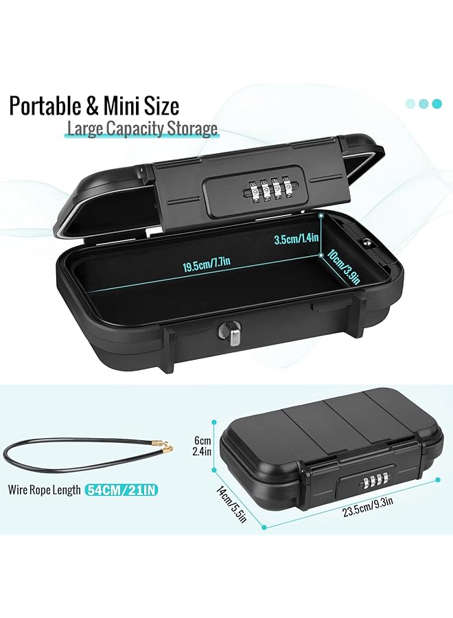 إيروريكس صندوق أمان محمول مزود بمجموعة رموز أمان وصندوق قفل مقاوم للماء مع حبل سلكي قابل للإزالة وصندوق أمان آمن للسيارة والمنزل والسفر - Image 5