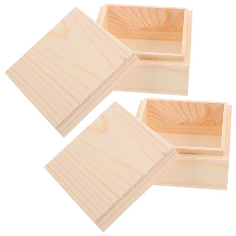 Small Unfinished Pine Wood Box With Lid For Jewelry Storage And Home Decor - Image 2