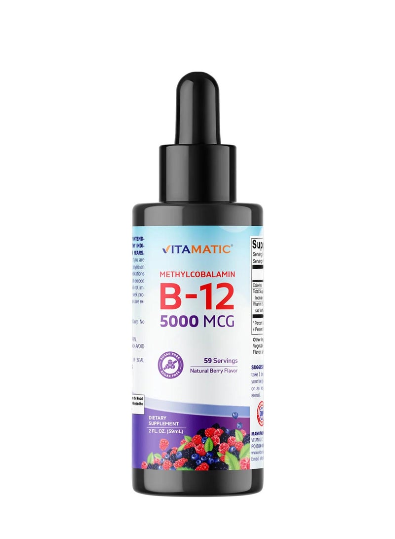 Vitamatic Methylcobalamin B12 Natural Berry 5000 mcg 2 fl oz (59 ml)