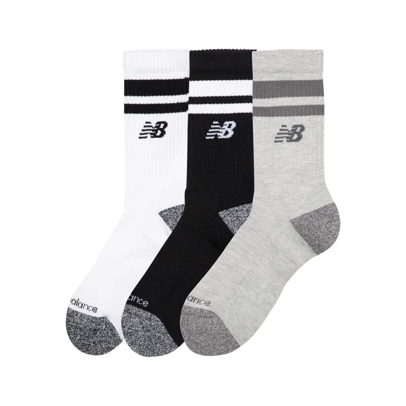 New Balance NB White Unisex Active Premium Stripe Crew Socks 3 Pack  | Best Price UAE