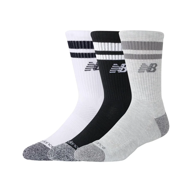 Unisex Active Premium Stripe Crew Socks 3 Pack