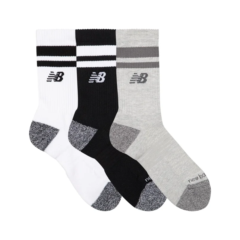 New Balance NB White Unisex Active Premium Stripe Crew Socks 3 Pack  | Best Price UAE