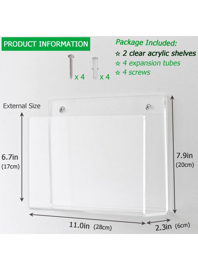 XOHYW XOHYW 2 Pcs Magazine Holder, Wall Mount Clear Acrylic Magazine Rack, Organizer Folder, Bookshelf, File Storage Rack for Waiting Room, Living Room, Office, Home Display  - Image 1
