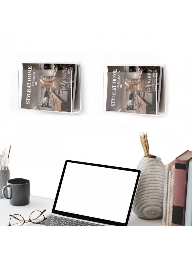 XOHYW XOHYW 2 Pcs Magazine Holder, Wall Mount Clear Acrylic Magazine Rack, Organizer Folder, Bookshelf, File Storage Rack for Waiting Room, Living Room, Office, Home Display  - Image 4