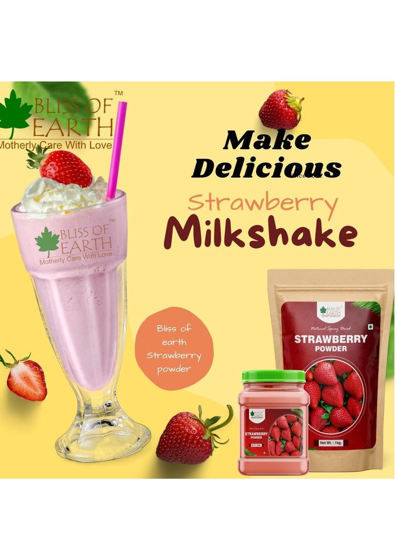 BLISS OF EARTH 200 gm Strawberry Powder For Milk, Milkshake, Cake, Kids Loving Natural Spray Dried Pack of 3  - Image 3