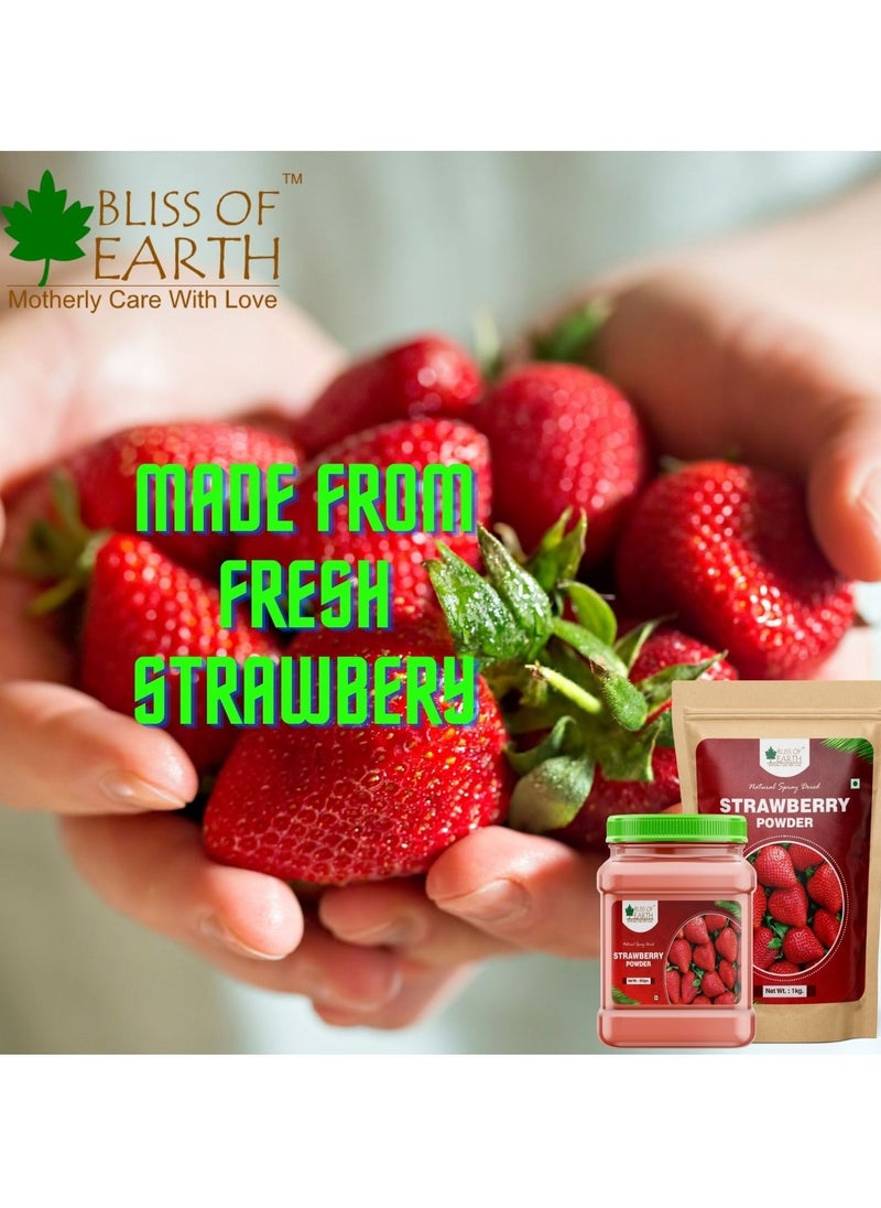 BLISS OF EARTH 200 gm Strawberry Powder For Milk, Milkshake, Cake, Kids Loving Natural Spray Dried Pack of 3  - Image 5