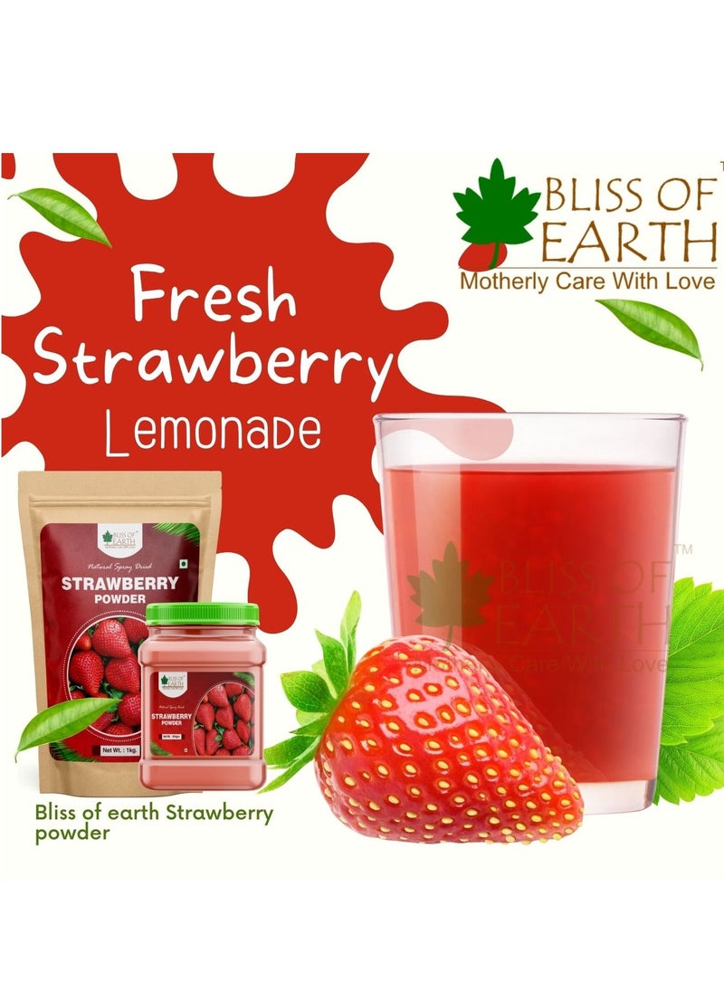 BLISS OF EARTH 200 gm Strawberry Powder For Milk, Milkshake, Cake, Kids Loving Natural Spray Dried Pack of 3  - Image 2