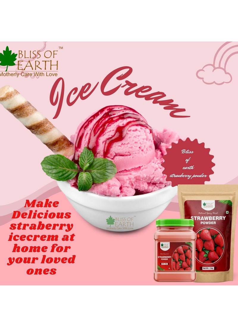 BLISS OF EARTH 200 gm Strawberry Powder For Milk, Milkshake, Cake, Kids Loving Natural Spray Dried Pack of 3  - Image 4
