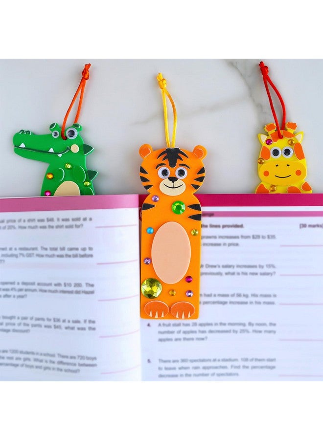 Winlyn 32 Sets Jungle Animal Craft Kits DIY Jungle Safari Zoo Wild Animal Bookmarks Decorations Art Sets Tiger Lion Zebra Foam Stickers for Kids Classroom Activities Reading Rewards Party Favors - Image 5