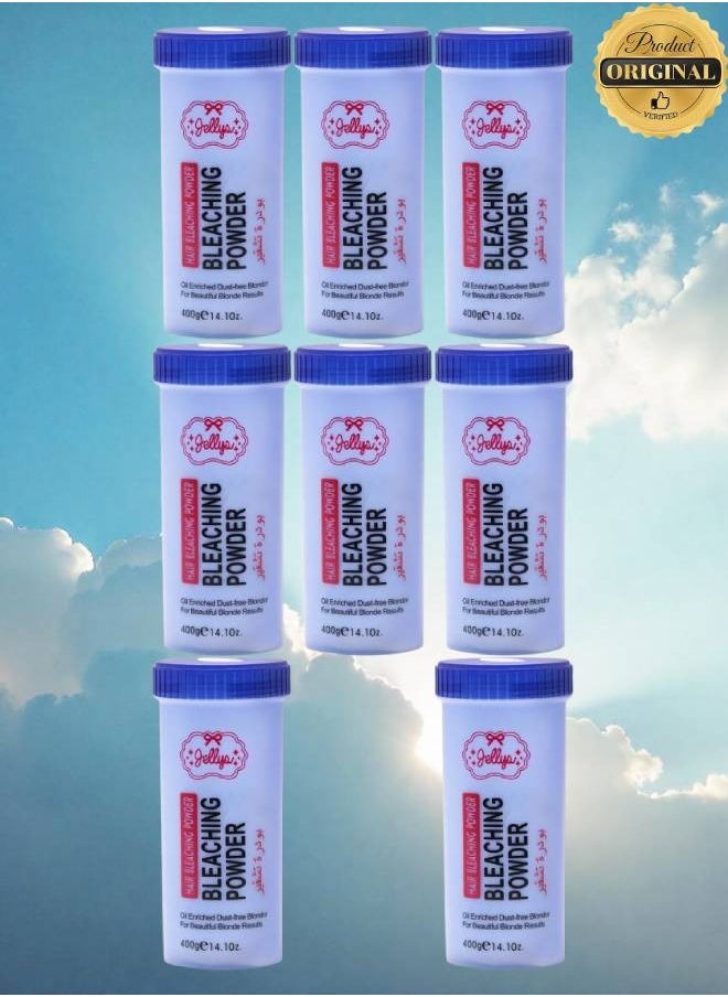 JELLY 8 Pieces Hair Bleaching Powder Oil Enriched Dust Free Blonder For Beautiful Blonde Results 400g  - Image 1