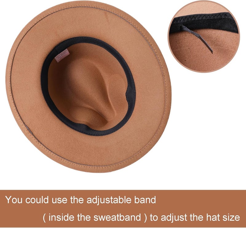 Lanzom Kids Girls Vintage Wide Brim Wool Felt Bowler Cap Bowknot Floppy Fedora Hat - Image 3
