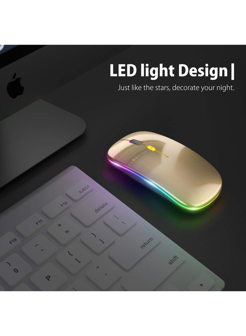 LED Ultra-Thin Wireless Mouse Rechargeable Slim Silent Mouse 2.4G Portable Mobile Optical Office Mouse with USB & Type-c Receiver for Notebook, PC, Laptop, Computer, Desktop  - Image 3