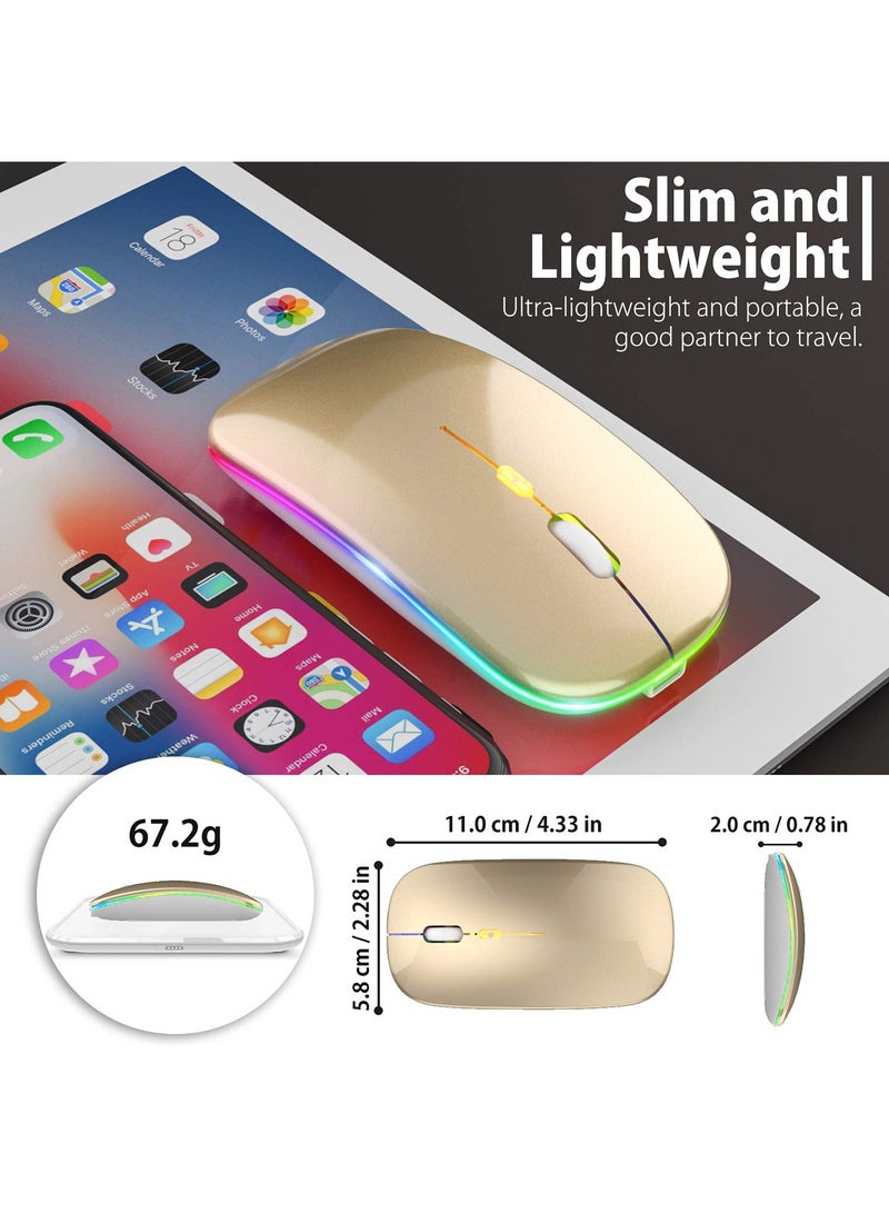 LED Ultra-Thin Wireless Mouse Rechargeable Slim Silent Mouse 2.4G Portable Mobile Optical Office Mouse with USB & Type-c Receiver for Notebook, PC, Laptop, Computer, Desktop  - Image 5