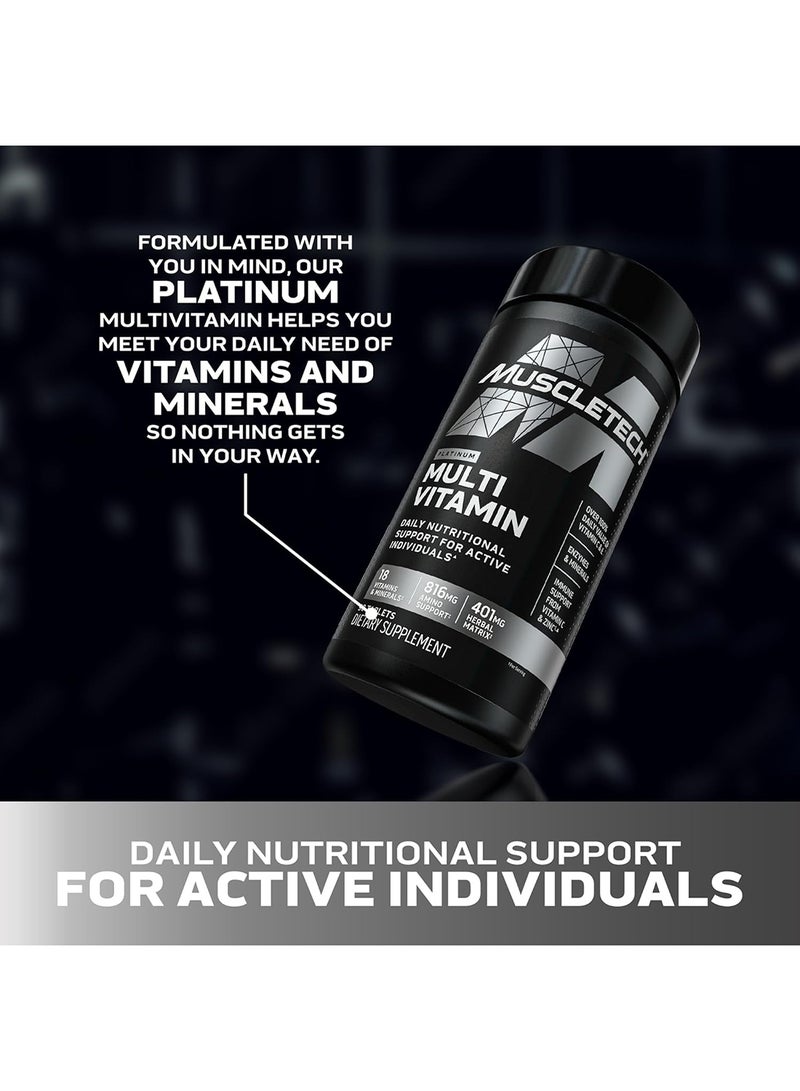 MuscleTech Platinum Multivitamin Daily Nutritional Support for Active Individuals - 816mg Amino - 18 Vitamins & Minerals - 401mg Herbal Matrix - 90 Tablets - Dietary Supplement - Image 4