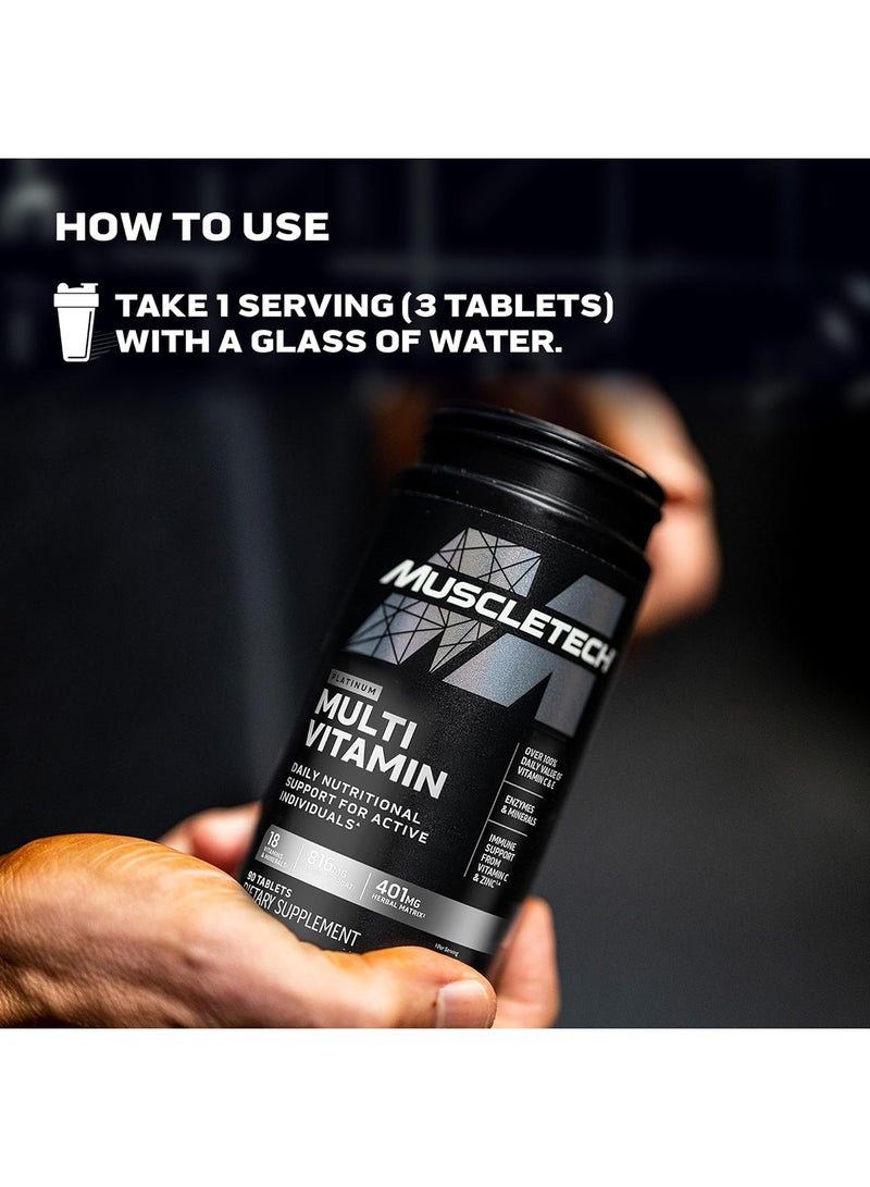MuscleTech Platinum Multivitamin Daily Nutritional Support for Active Individuals - 816mg Amino - 18 Vitamins & Minerals - 401mg Herbal Matrix - 90 Tablets - Dietary Supplement - Image 5
