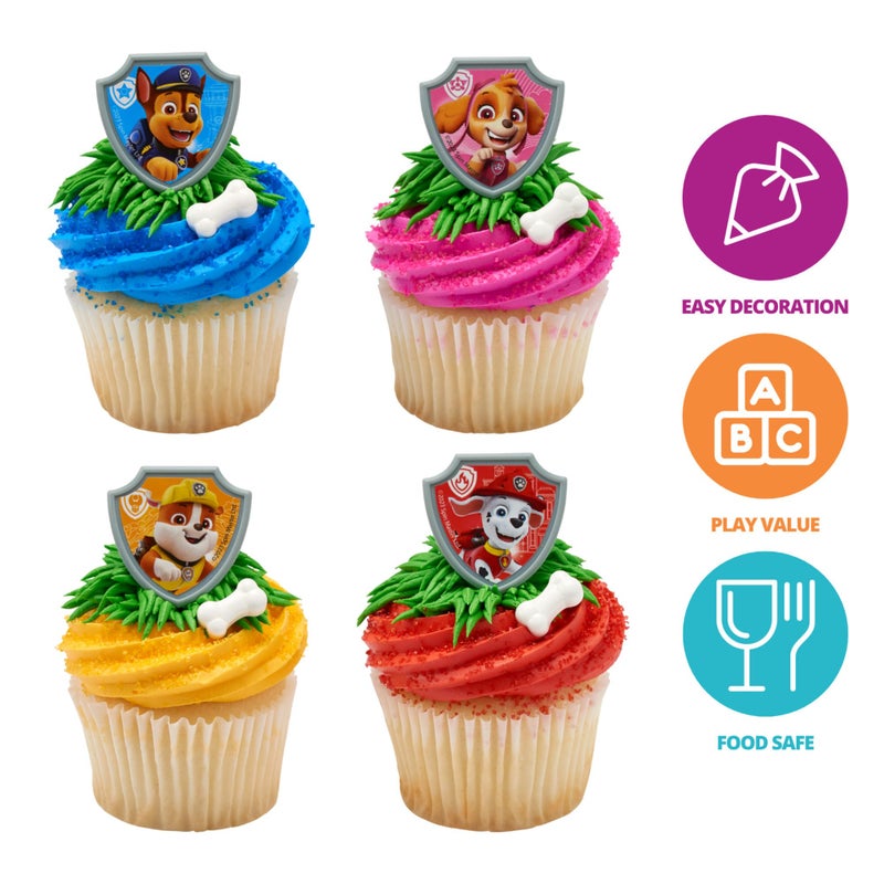 DecoPac Paw Patrol Reporting For Duty Rings, Cupcake Decorations Featuring Chase, Marshall, Skye, And Rubble - 24 Pack - Image 3