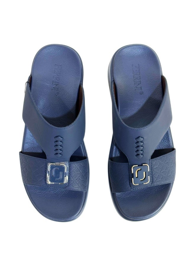 Ferrini Men’s Arabic Slipper Cross-Strap Slip-On Sandals – Faux Leather, Cushioned Footbed, PU Sole - Image 4
