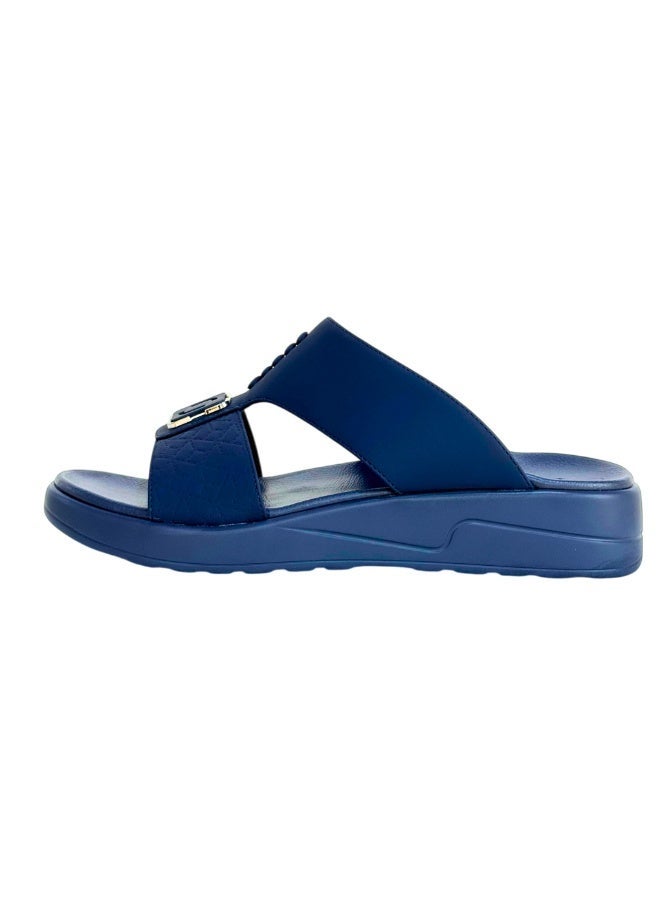 Ferrini Men’s Arabic Slipper Cross-Strap Slip-On Sandals – Faux Leather, Cushioned Footbed, PU Sole - Image 1