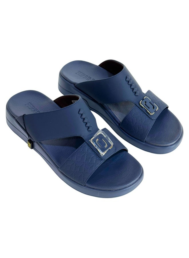 Ferrini Men’s Arabic Slipper Cross-Strap Slip-On Sandals – Faux Leather, Cushioned Footbed, PU Sole - Image 3