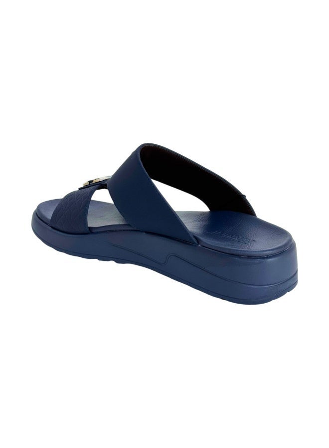 Ferrini Men’s Arabic Slipper Cross-Strap Slip-On Sandals – Faux Leather, Cushioned Footbed, PU Sole - Image 2