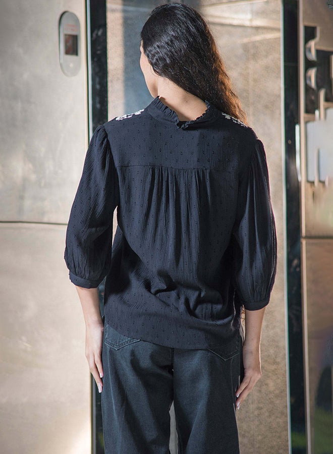 Virgio VIRGIO 100% Viscose Top With Intricate Contrast Embroidery - Image 5