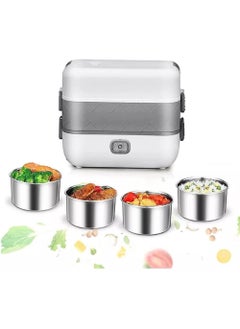 Arabest Portable Food Warmer Household 2-Layer Steamer Lunch Box with Stainless Steel Bowl, 2000ml Lunch Box  - Image 1