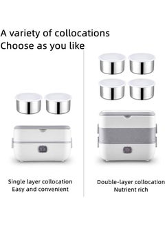 Arabest Portable Food Warmer Household 2-Layer Steamer Lunch Box with Stainless Steel Bowl, 2000ml Lunch Box  - Image 4