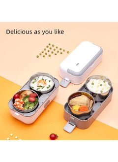 Arabest Portable Food Warmer Household 2-Layer Steamer Lunch Box with Stainless Steel Bowl, 2000ml Lunch Box  - Image 2