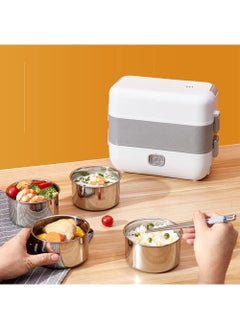 Arabest Portable Food Warmer Household 2-Layer Steamer Lunch Box with Stainless Steel Bowl, 2000ml Lunch Box  - Image 3