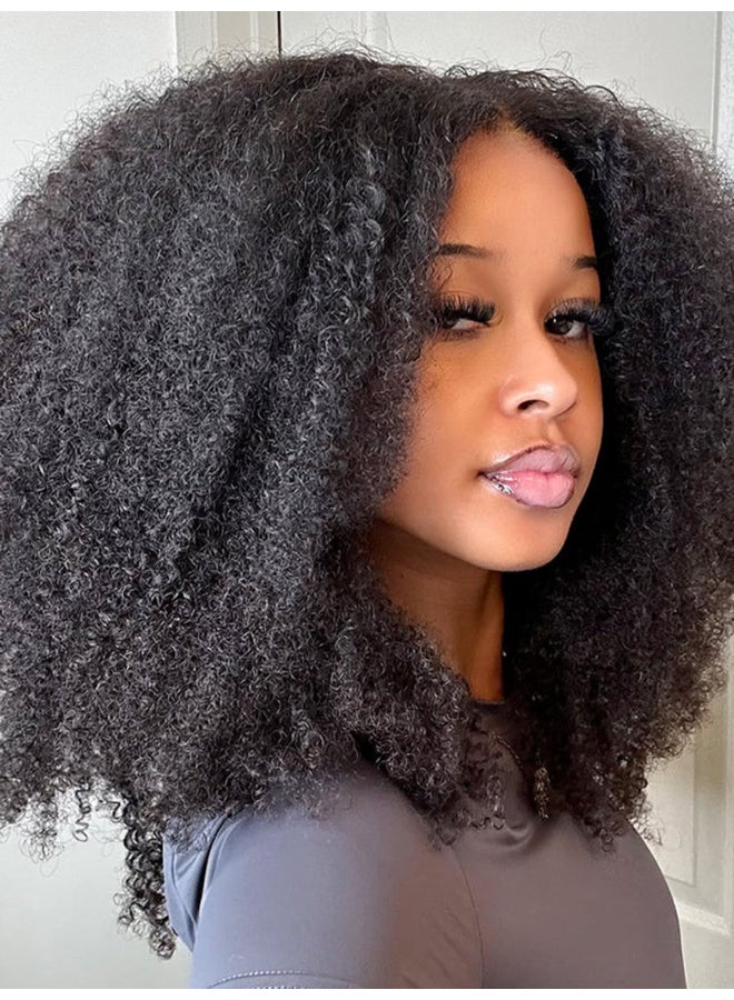 ISEE Wear and Go Glueless Wig Afro Kinky Curly Lace Front Wigs Human Hair 7x5 HD Lace Afro Curly Wigs for Women Lace Pre Cut Glueless Wigs Human Hair Pre Plucked 18 Inch - Image 4