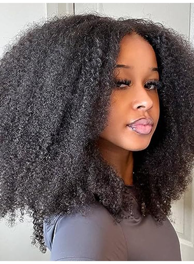 ISEE Wear and Go Glueless Wig Afro Kinky Curly Lace Front Wigs Human Hair 7x5 HD Lace Afro Curly Wigs for Women Lace Pre Cut Glueless Wigs Human Hair Pre Plucked 18 Inch - Image 3