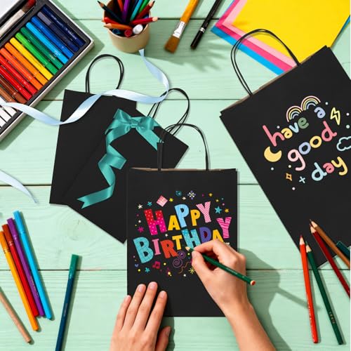 MESHA 90 Pack Black Paper Bags with Handles Bulk, Multiple 3 Assorted Sizes Eco-Friendly Gift Bags for Small Business - Party Favors, Retail, Birthday Goody Bags & Grocery,5/8/10 Inch - Image 5