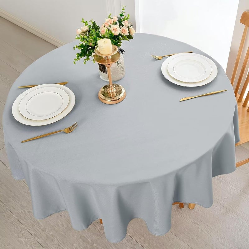 DWCN Silver Grey Round Tablecloth, Stain Protection, Washable Table Linen, Waterproof Tablecloth for Dining Room, Garden, Party, Weddings or Household - Image 2
