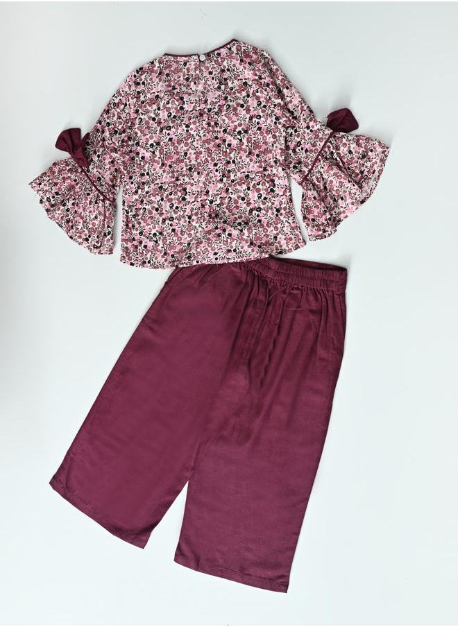 BELLA MODA All-Over Floral Print Round Neck Top & Trousers Co-Ord Sets by Styli  - Image 2