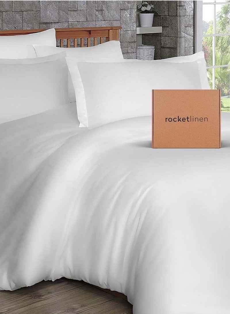 rocketlinen King Duvet Cover 400 Thread Count Pure Cotton with 2 Pillow Shams - Image 1