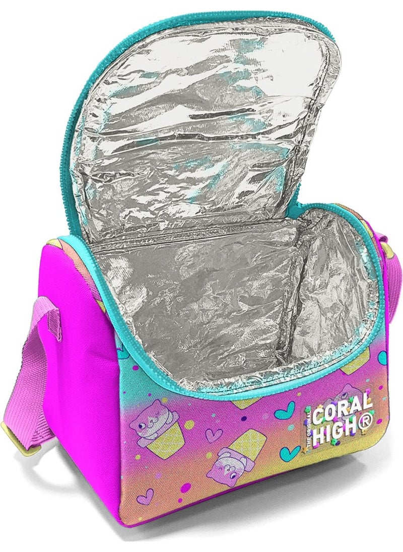 CORAL HIGH Kids Colorful Ice Cream Cat Patterned Thermo Lunchbox 11881  - Image 5