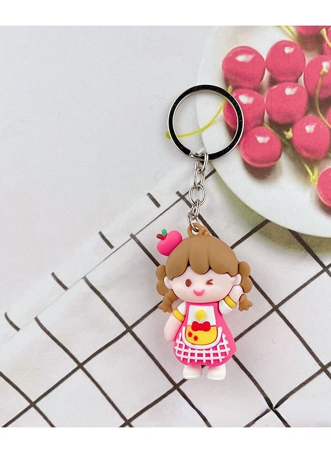 Generic Anime keychain with ribbonDistinguished cartoon keychain cute accessory cartoon girl character keychain suitable for car purse and bag cute creative gift 