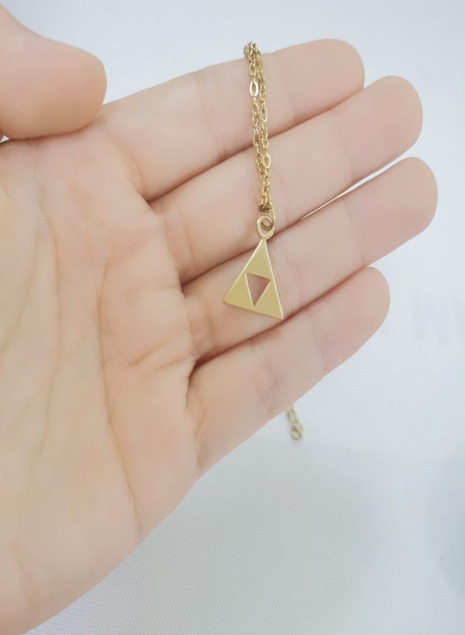 SENFAI 14k Gold Game Pendant Stainless Steel Necklaces Triangle Earrings (Stainless steel Necklace) - Image 2