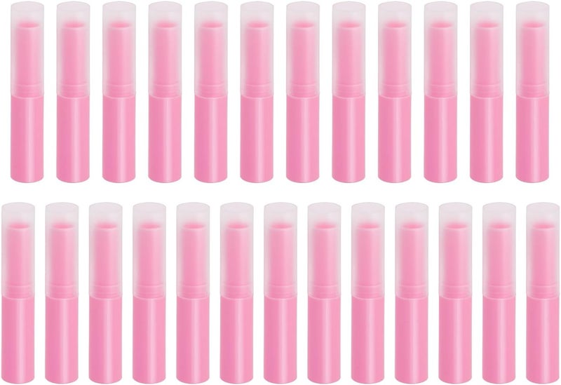 Mini Skater 014oz Empty Flavored Lip Balm Container Tubes Plastic Homemade Moisturizing Lip Stick with Caps Bulk Fit for Women Adult DIY Making Supplies 25 Count Rose Pink