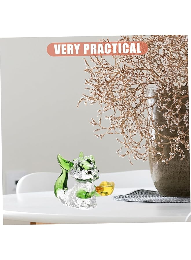 إيروريكس تماثيل تنين زجاجية صغيرة مكونة من 4 قطع من فن الزجاج الملون حيوانات أسطورية صغيرة من الزجاج الكريستالي زينة حيوانات صغيرة من الزجاج المنفوخ هدية ديكور المنزل - Image 3