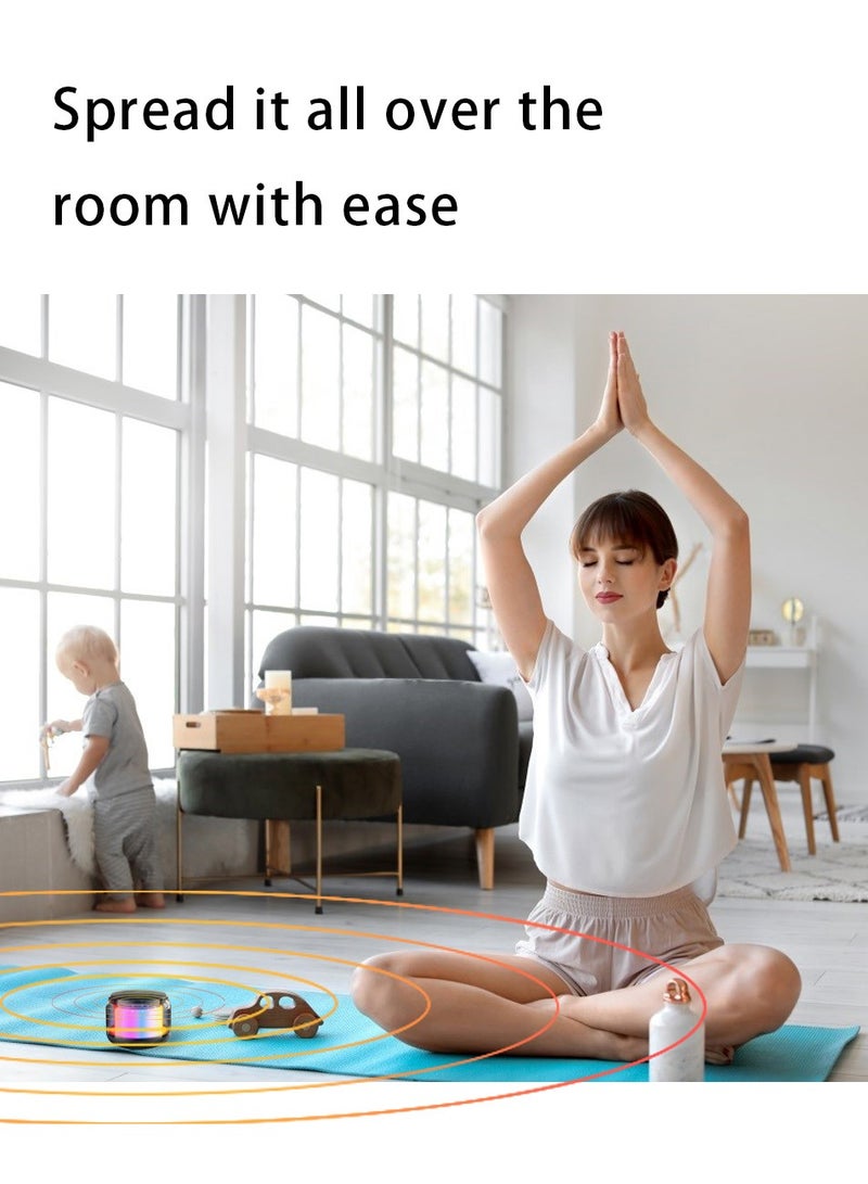 Portable Wireless Speaker, Powerful HD Stereo Speaker with TWS, Retro LED Light Show, 4H Playtime, USB Media Port, TF Card Slot and 3.5mm Port for Bluetooth Enabled Devices, Glitz Black - Image 5