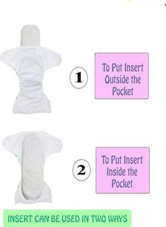Miracle Moms Cotton Cloth Printed Diaper with 5 Layer Dry Feel White Inserts/Washable, Reusable and Adjustable Diaper for Newborn Baby & Toddlers (Pack of 2) (Flower Printed, One Size) - Image 5