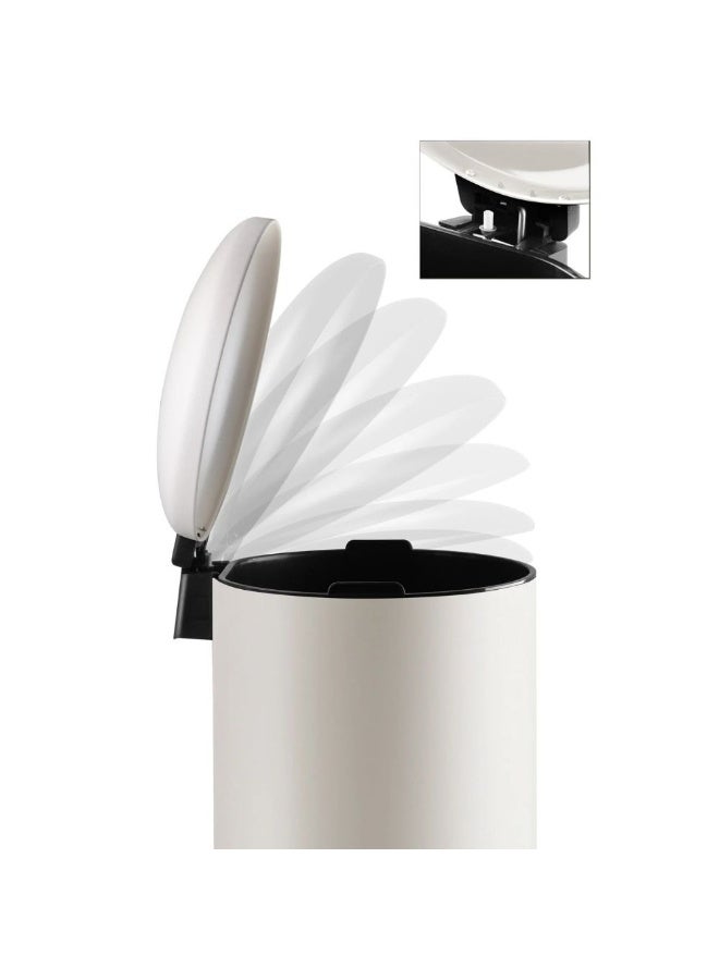 بريمانوفا سلة مهملات بدواسة من الفولاذ المقاوم للصدأ مع غطاء مقبب ناعم الإغلاق ودلو داخلي قابل للإزالة ومضاد للانزلاق والتحكم في الروائح 31.5 × 41.6 × 56 سم 30 لترًا بيج - Image 5