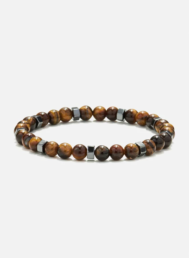 CHRYSOSTOMOS Handmade Beaded Bracelet for Men with Tigerâ€™s Eye Stones and Hematite Nuts